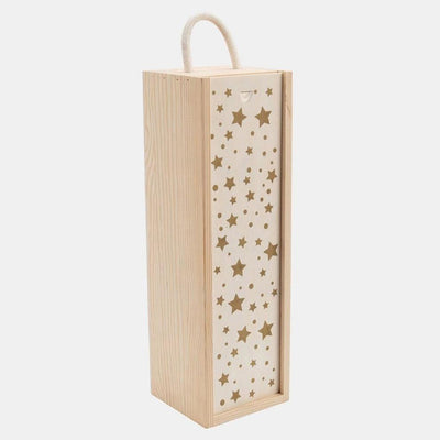 1 Bottle Wooden Box with Gold Stars