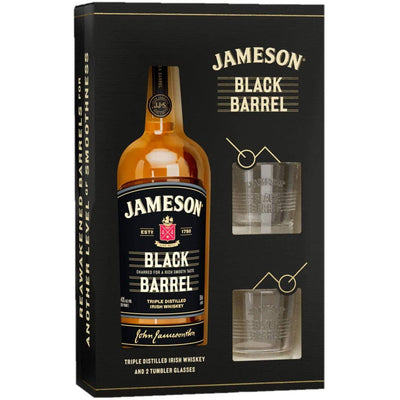 Jameson Black Barrel Triple Distilled Irish Whiskey Gift Pack with 2 Glasses 70cl