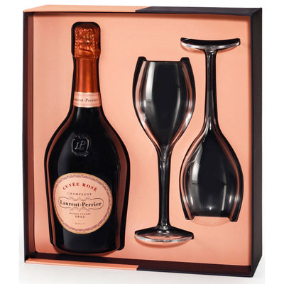 Laurent Perrier Rose NV Champagne 75cl with 2 Glasses Gift Set 75cl
