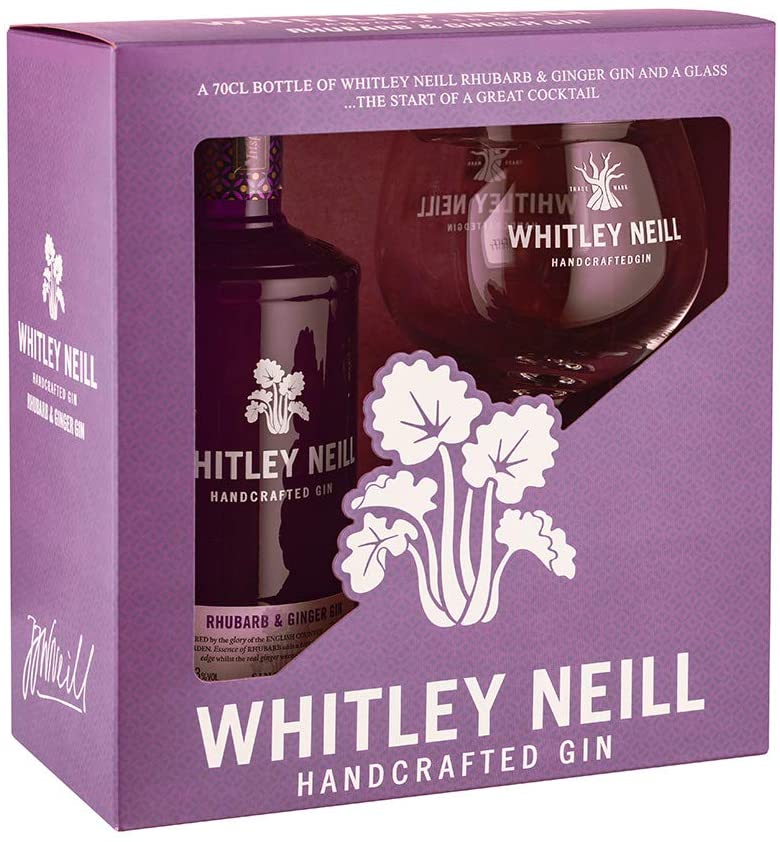 Whitley Neill Handcrafted Rhubarb & Ginger Gin and Glass Gift Pack 70cl